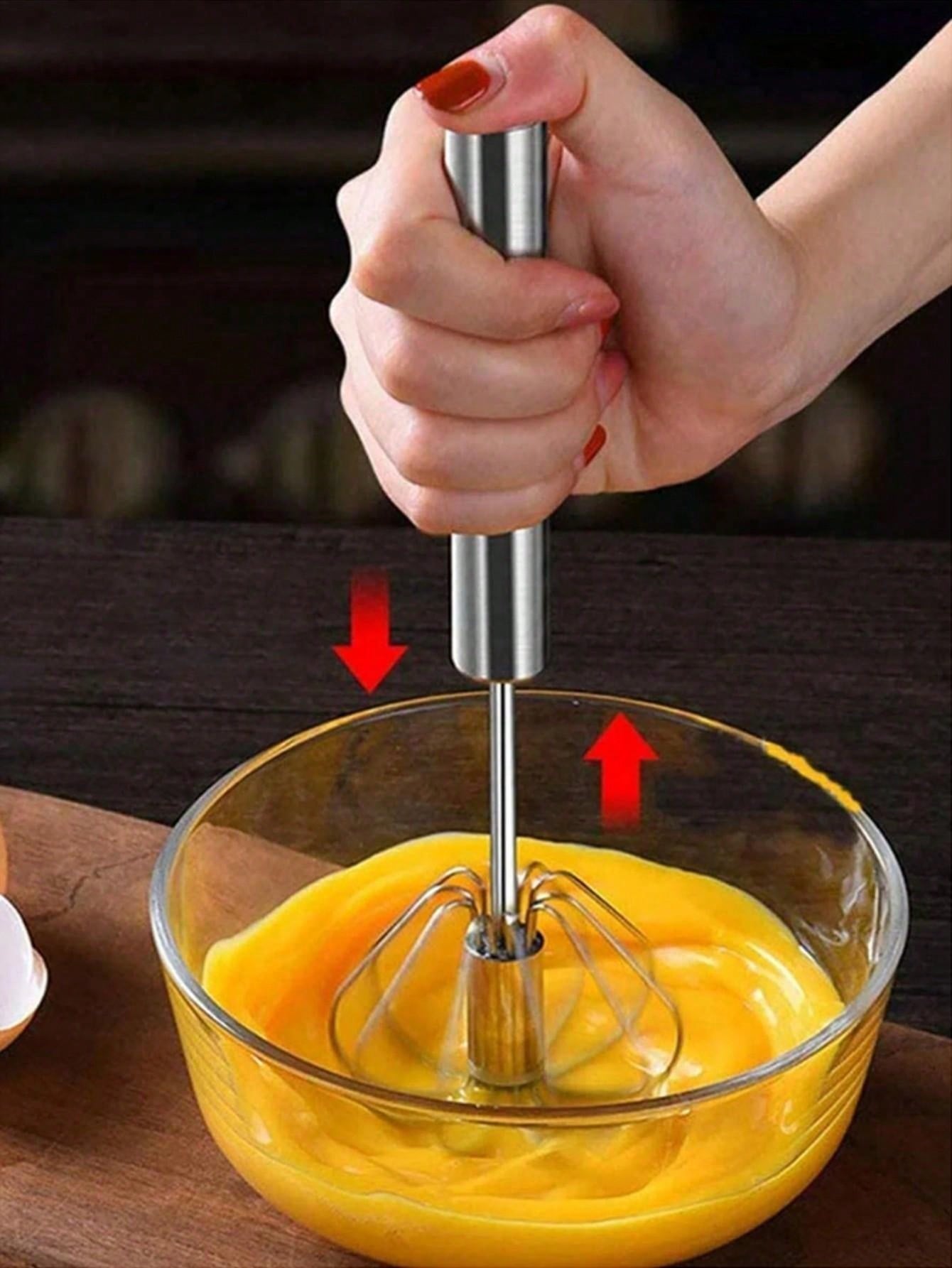 The Red Sun 4-Snelheden Multifunctionele Handmixer - Handmatige, Batterijvrije Werking, Geschikt Voor Bakken En Koken zilver