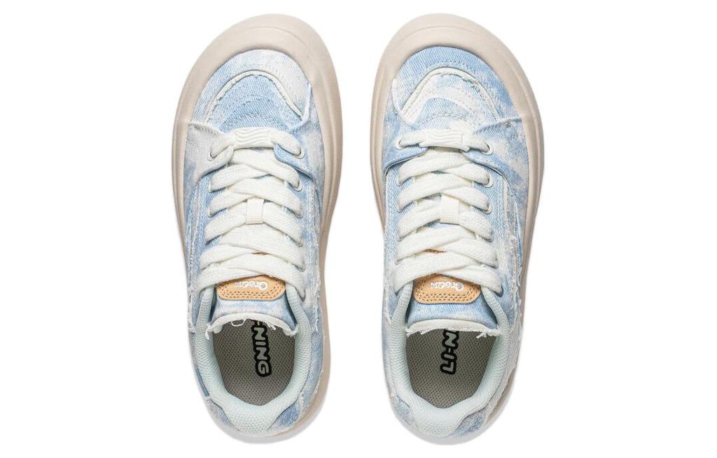 Women's Sneakers Li-Ning Li Ning Puff Platform Slip Resistant Low Top Skateboard Shoes Women's Denim Sky Blue