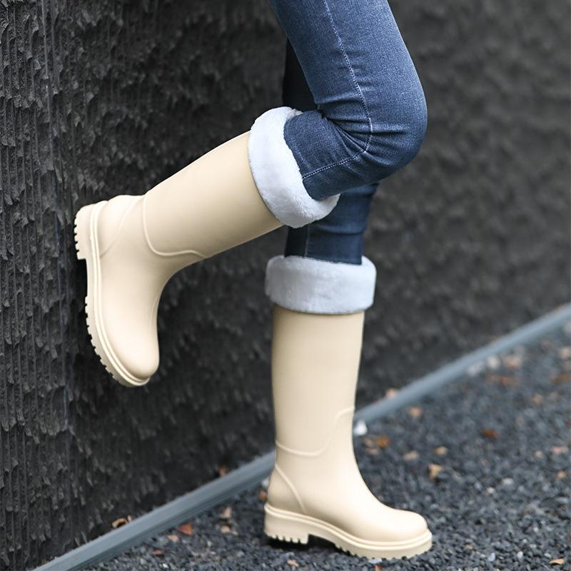 High-end women's high-tube rain shoes fashionable outer wear thickened non-slip water shoes women's waterproof boots rubber shoes long rain boots