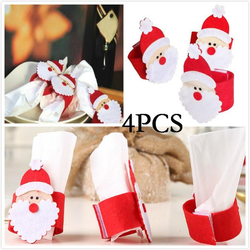 

4 шт. Рождественские кольца для салфеток Санта-Клаус, держатель для салфеток, держатели для столовых салфеток, банкетный стол для ужина C