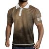 Men's Three Button Printed Lapel Short Sleeve Shirt Top