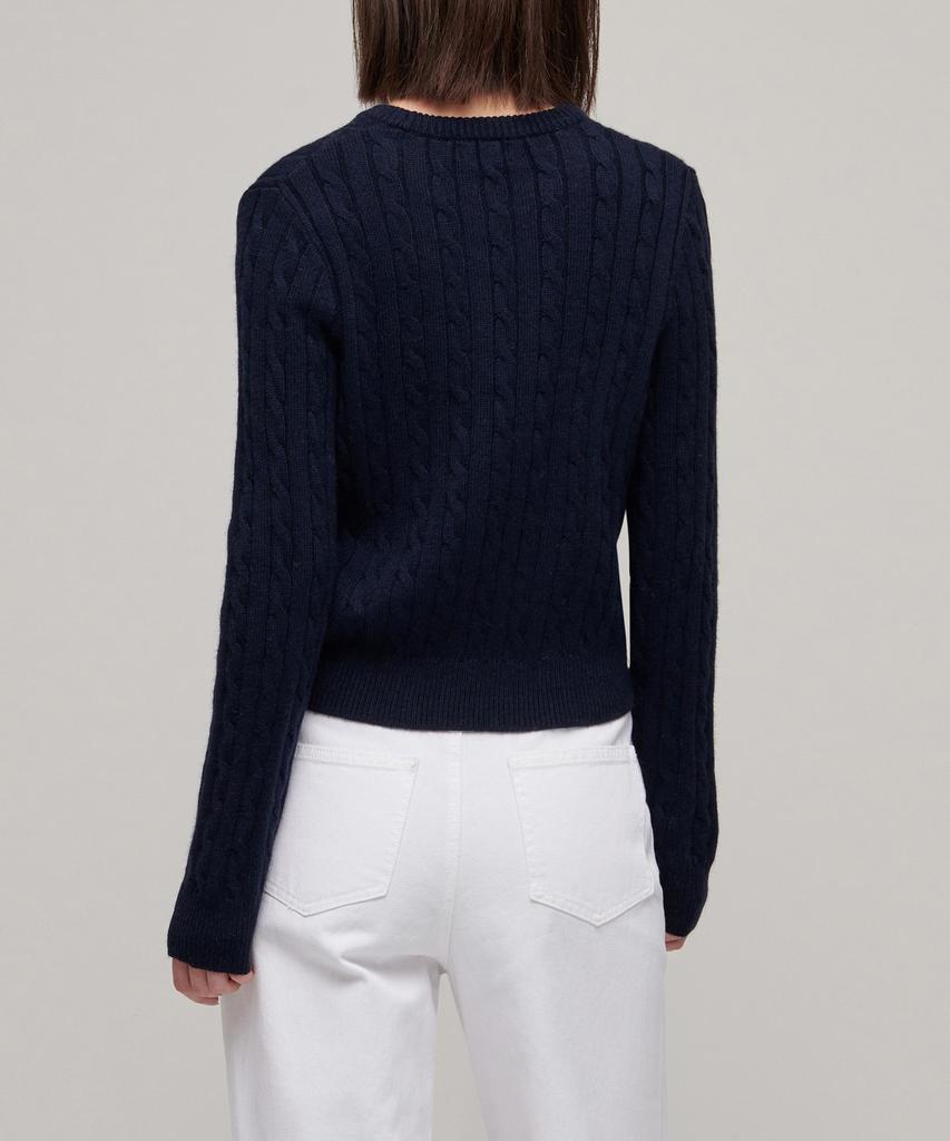 MUSINSA STANDARD WOMAN Women'S Angora Blend Cable Crew Neck Knit [Navy]