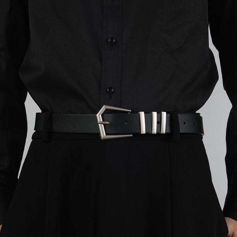 Belt Modern Black With Sophisticated Metal Buckle For Trendy Fashion Everyday
