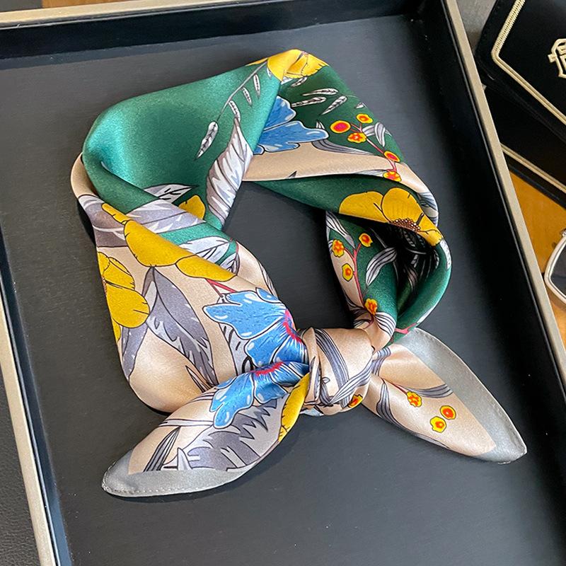 100% Silk Scarf Bandana Women Square Scarves Wrap Kerchief Green Mulberry Silk Spring Fashion Luxury High Quality Headband Hijab