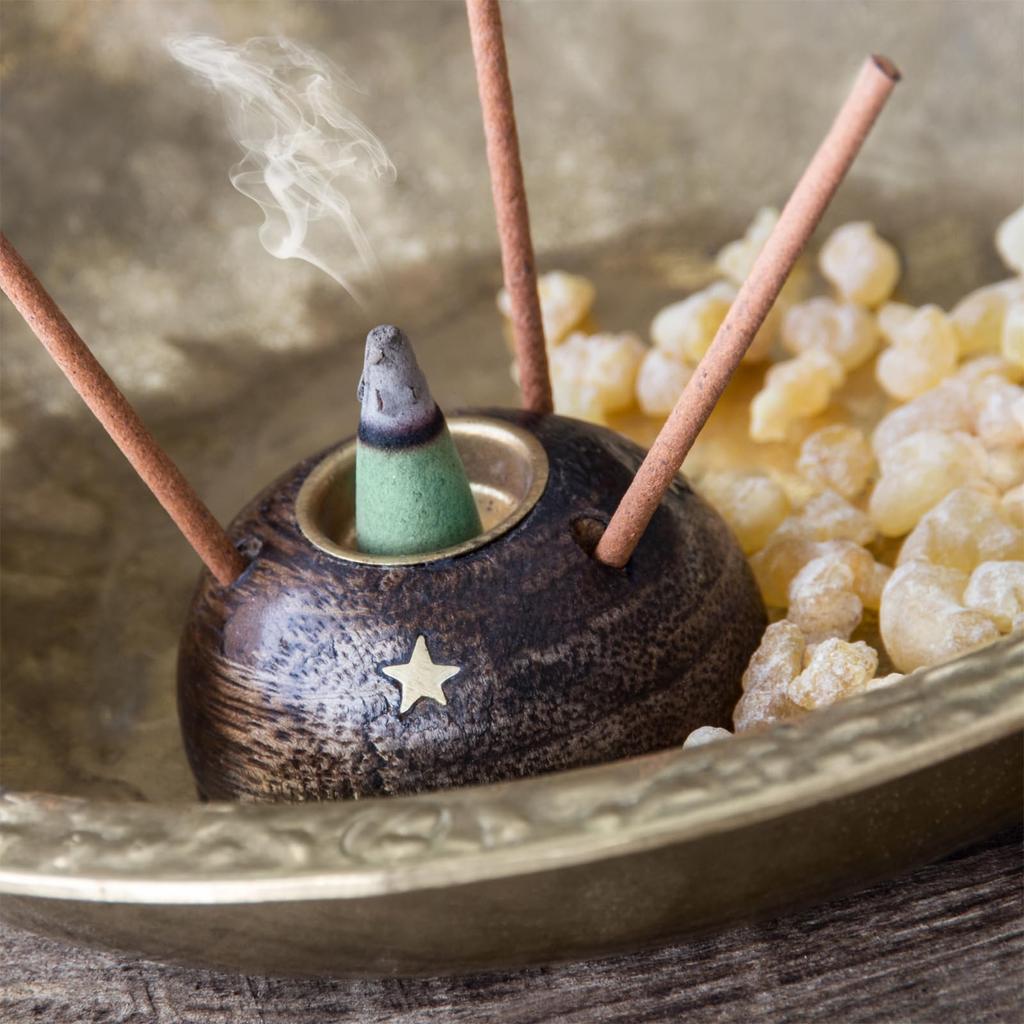 Uxcell Marble Incense Burner with Cone Shape, Perfect for Incense Sticks and Cones, Ideal for Meditation, Yoga, and Spa Use, Green