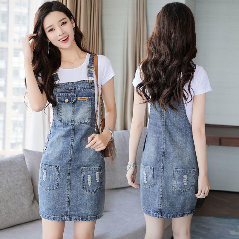 

Women s Summer 2026 Slimming Petite Denim Camisole Dress with Waist-Cinching Skirt S【80-100 lbs】