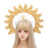 Sun Goddess Halo Crown Baroque Golden Headpiece KC Tiaras Wedding Crown Lolita Exaggerated Complete Headpiece Photoshoot  Props