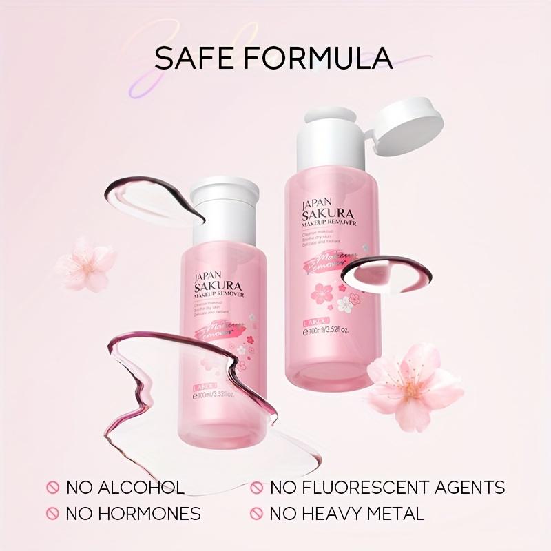 Acqua Struccante Sakura, Acqua Detergente con Estratti Vegetali 100ml/ 3.38oz Liquido Detergente Rinfrescante Cosmetico per Viso Occhi Labbra