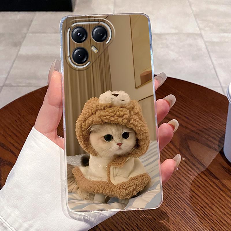 For Tecno Pova 7 Pro Ultra 5G Case LJ8 LJ9 Aesthetic Cute Cat Fashion Back Cover Techno Pova 7Pro 7Ultra Transparent Phone Case