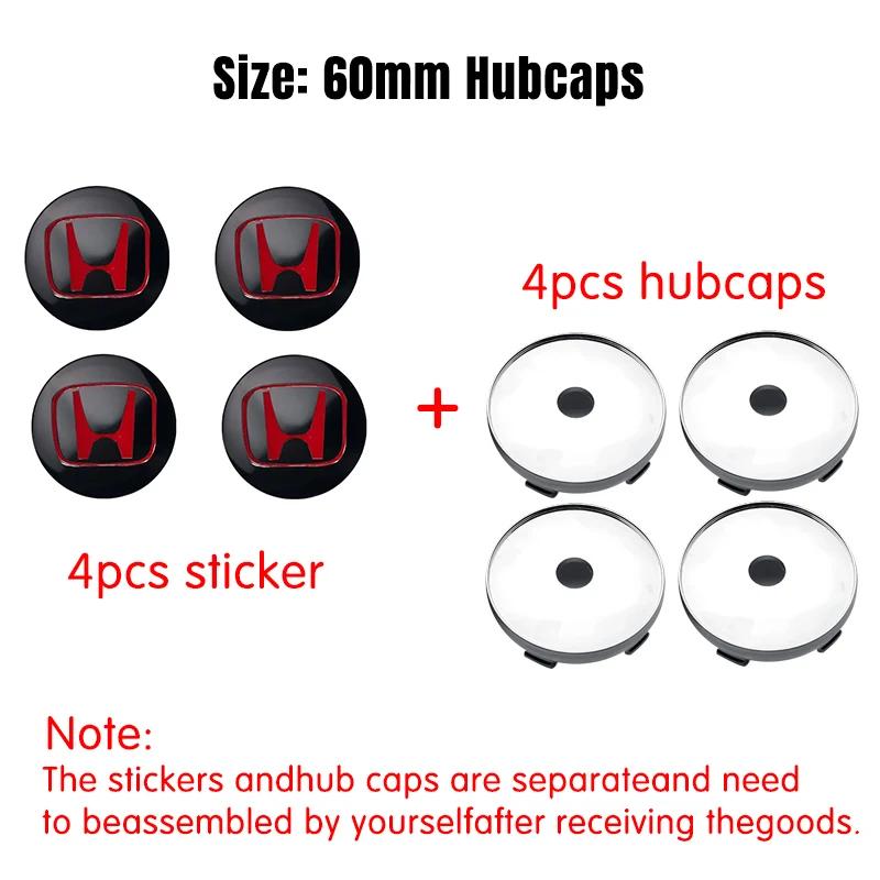 4pcs 56/60mm Car Wheel Center Cover Hub Caps Badge Auto Accessorie For Honda Mugen INSPIRE VTEC DOHC Modulo Vezel CITY CIVIC RR