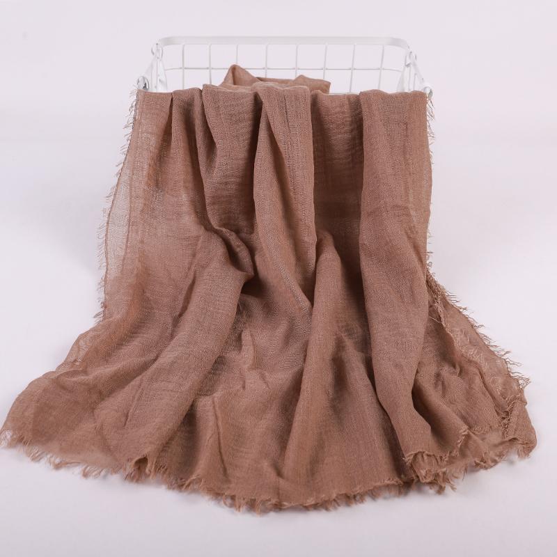 Ramadan Cotton Crinkle Headband Veil Scarves Women Solid Color  Head Wraps Long Scarves Turban Headband Muslim Fashion Headscarf