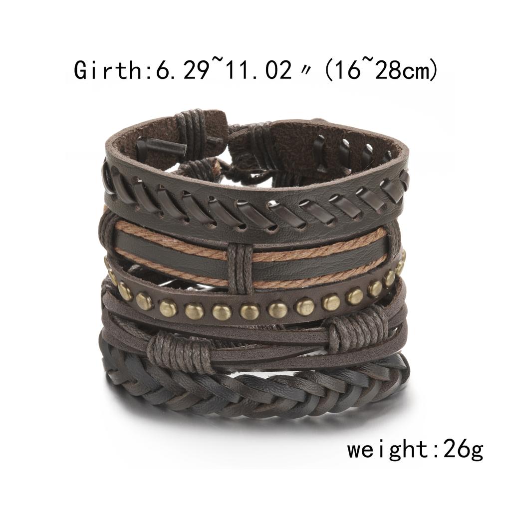 Vintage Multi-layer Feather Moon Leather Braid Bracelets Bangles For Men Handmade Geometric Star Rope Wrap Bracelet Jewelry Gift