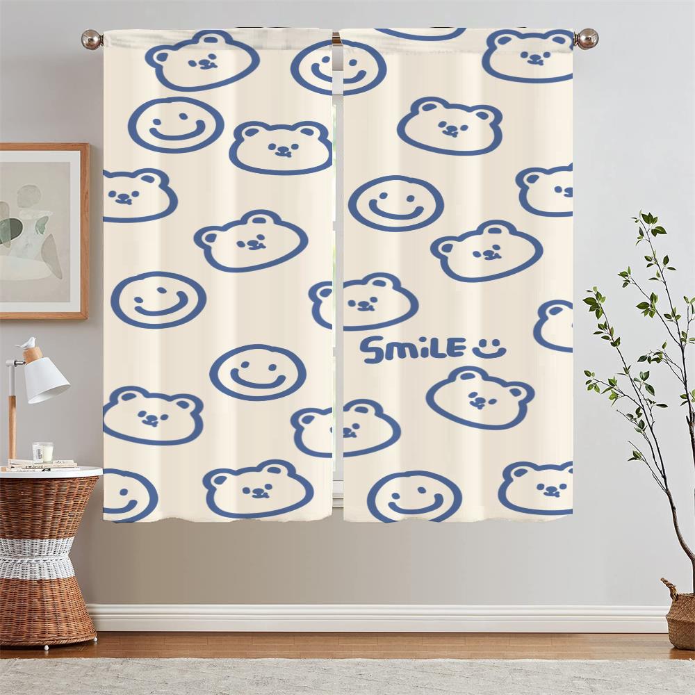 Curtains for Living Room 2 Pieces Free Shipping Cute Bear Home and Decoration Beaded Curtain Tiebacks Curls Blackout Tentacles
