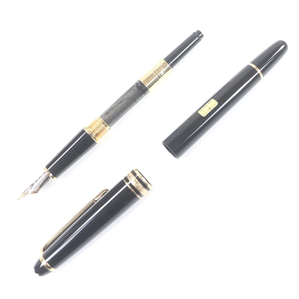 Great MONTBLANC Fountain Pen Meisterstck Classic Cap Type Black Gold 14K Mens Used