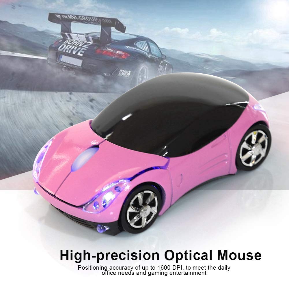 Wireless Sports Car Style Bluetooth Optical Mouse with USB 1600DPI High Precision Portable Gaming Mouse for PC Richer-R Mouse, 2.4G Receiver, Mouse,