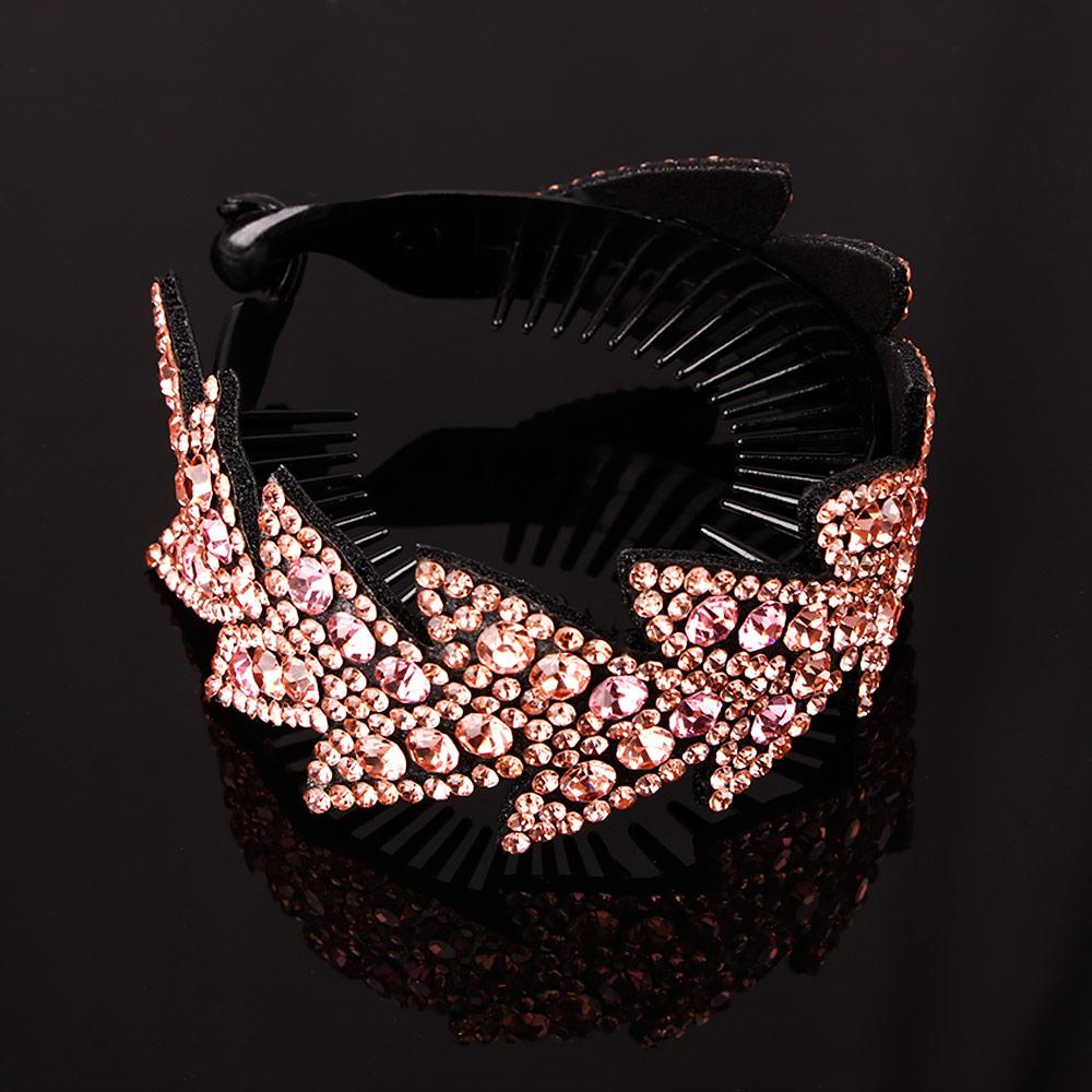 Rhinestone Women Hair Accessories Floral Leaves Hair Claw Bird Nest Twist Clip Bun Maker Headwear