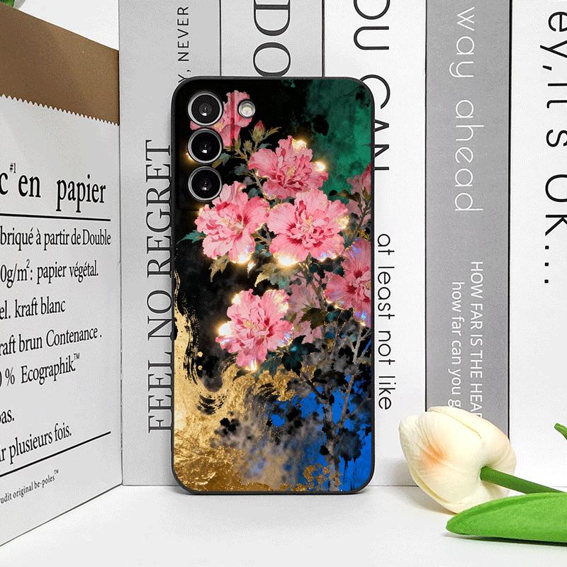 Retro Flower Hibiscus Golden Ink Painting Phone Case for OnePlus 12 13 R 11 10 9 Pro Nord 4 CE5 CE2 ACE2 ACE3 Frosted Soft Cover