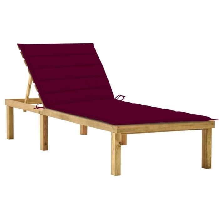 Bordeaux Chaise Longue In Impregnated Pine Wood - vidaXL - Adjustable - Weather Resistant