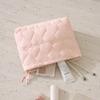 Quilted Floral Cosmetic Bag Women Men Portable Zippered Makeup Organizer In Candy Colors