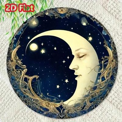 Art Mural Rond en Métal Lune Céleste Décoration de Maison Panneau Accrochage Halloween Image