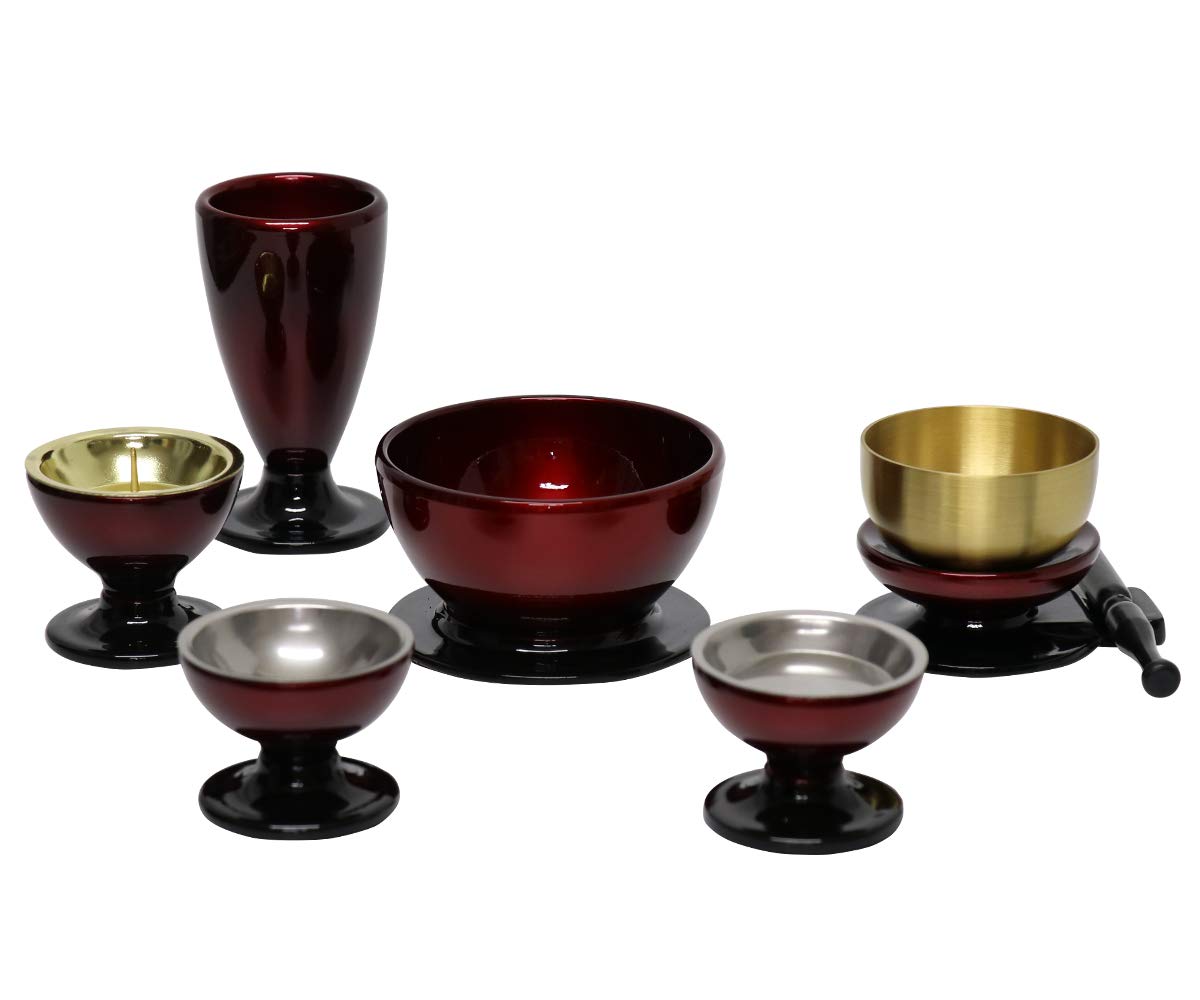 

5-piece furniture-style Buddhist altar set [Konohana Large Size] Five-piece Buddhist altar set + bell set, Wine Gradient, Large