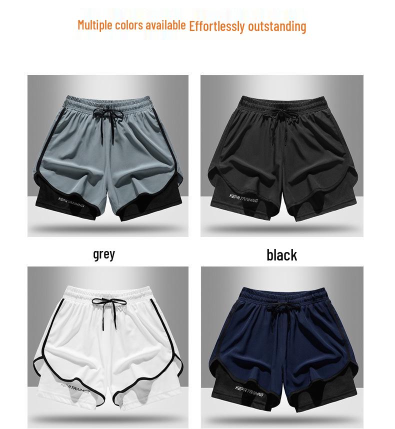 Unisex Schnelltrocknende Zweiteilige Liner-Shorts für Sommer-Laufen, Basketball und Fitness