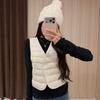 White goose down~ Popular slim-fitting and thin short down vest women's V-neck light and thin stacked down vest liner