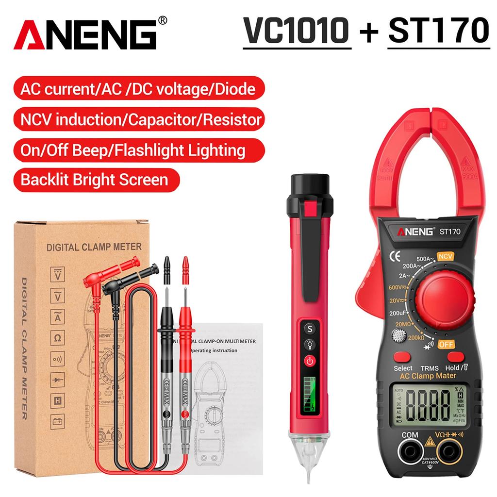 ANENG ST170 Digital Clamp Meter Multimeter AC/DC Voltage Resistance Diode,Tester Pen Tester Tools Meter AC Current Capacitance