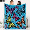 1pc 2D Flat Fleece Warm Blanket, Colorful Butterfly Print, Home Sofa Cover Blanket, Office Nap Blanket, Bedroom Bed Decorative Blanket, All Seasons