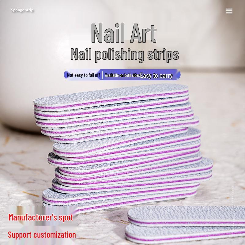 Grå dobbeltsidig mini neglefil og poleringsstripe (9x2 cm) for Manikyr og Neglekunst