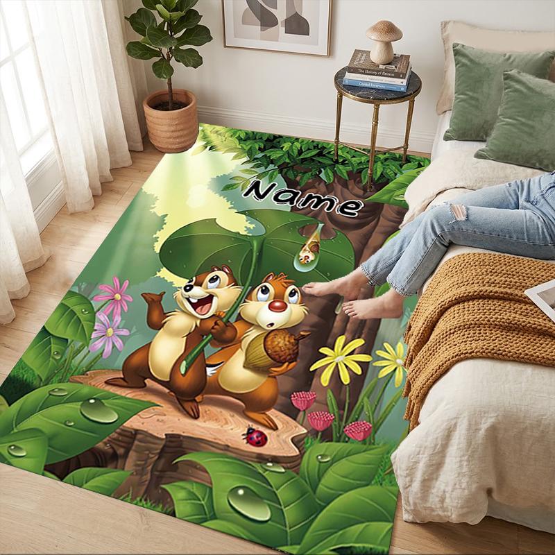 Custom Name Chip Dale Adventure Living Room Non-Slip Area Rug Soft Carpet for Bedroom Kids Playroom Sofa Office Home Decor Doormat