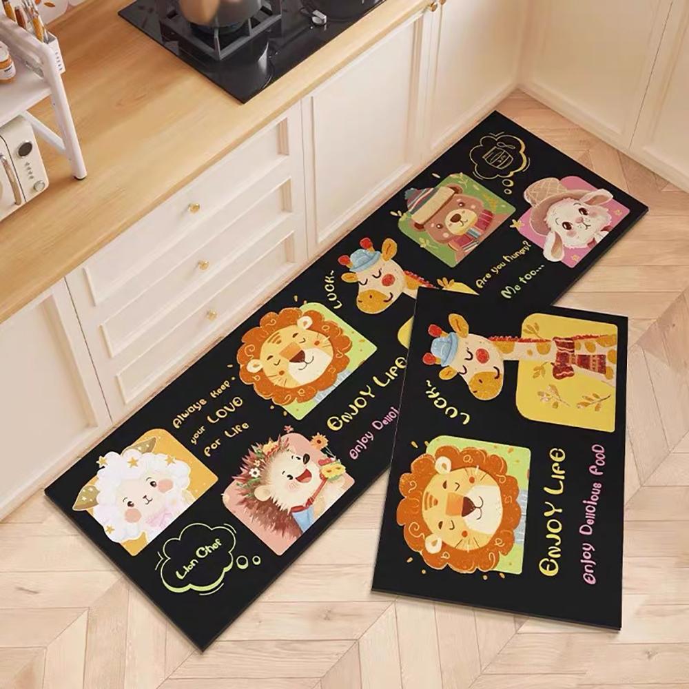 

VIKAMA 1/2PC Creative Cartoon Kitchen Mat-Stain-Resistant Non-Slip Bath Rug, Custom Entryway Floor Carpet for Home Kitchen Decor 1PC 40x60CM
