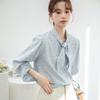 Bow Tie Long Sleeve Shirts Sweet Floral Baggy Shirts Comfortable Blouses for Women  Office