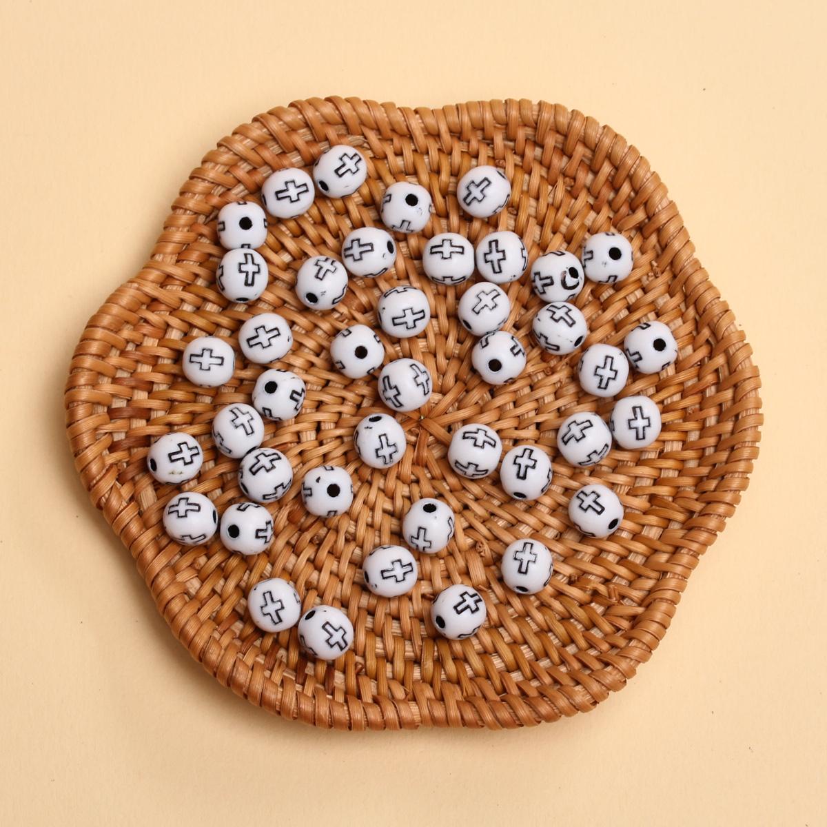 

Креативное изготовление украшений Ожерелье Браслет Материал Аксессуар Акрил Сделай сам 7мм Свободные бусины Мода Ручная работа Круглый Крест 50шт Брелок