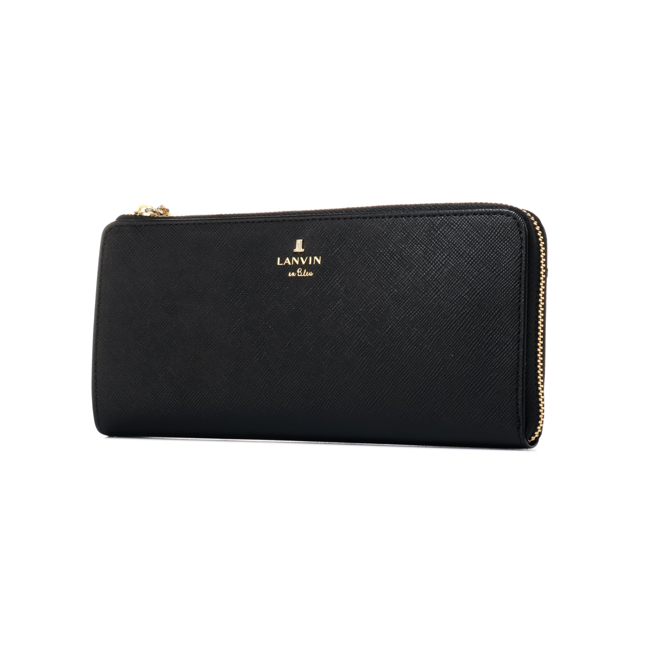 

Lanvin en Bleu Luxembourg Round Zipper Long Wallet in Black Leather with Branded Shopper Gift Wrapping Included Exclusive to L-Shaped (480112) Bag,