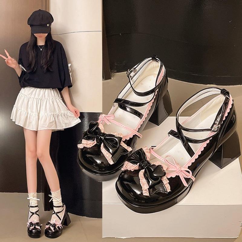Bow High Heels for Women, Round Toe, Thick Heel, Sweet and Cute, Plus Size High Heels for Women