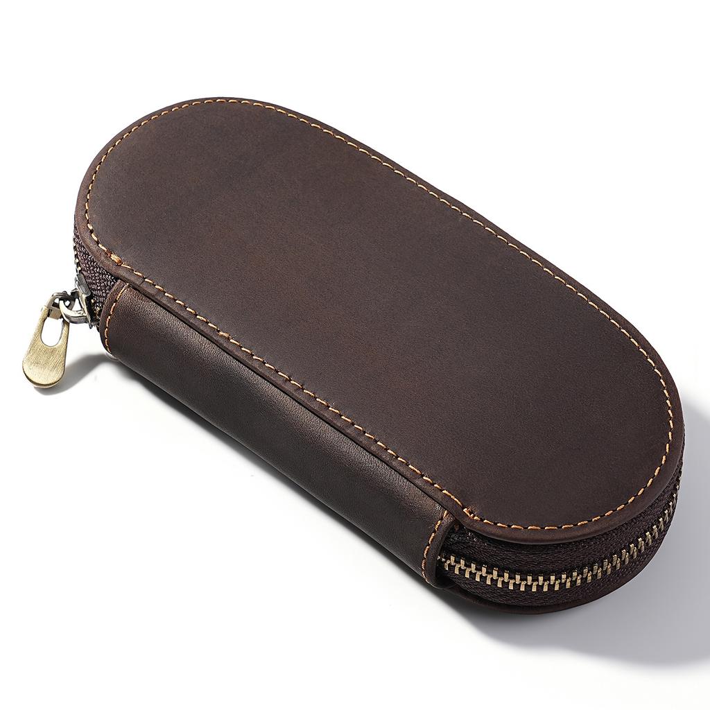 Custodia Portapenne Stilografiche Fatta a Mano 3 Scomparti in Vera Pelle Retro Fibbia in Ottone Porta Matite da Tavolo Cancelleria per Ufficio Scuola Miglior Regalo