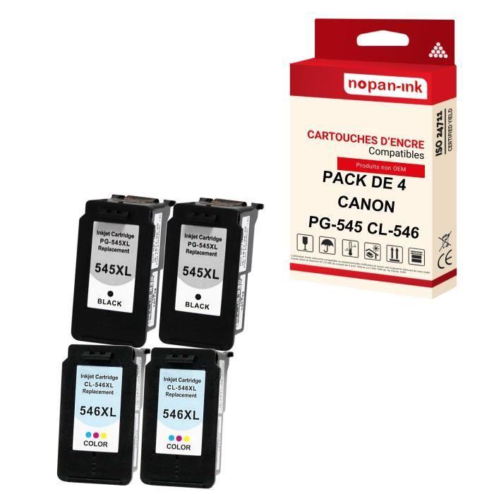 NOPAN-INK - x4 Cartouches CANON 545 XL (x2) + 546 XL (x2) compatibles Canon Pixma MG 3000 Series, MG 3000 Series, MG 3000 Series, M