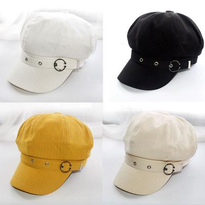 Herbst Winter Frauen Baseball Kappe Neue frauen Caps Vintage Achteckige Kappe Baskenmütze Schwarz Weiß Casual Caps Mit Metall Schnalle Hot