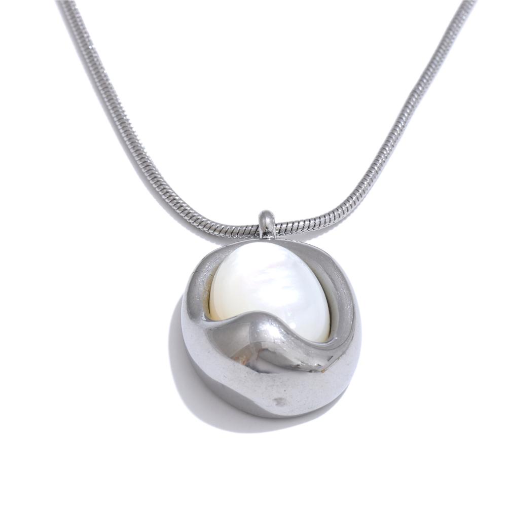 

Yhpup Trending Stainless Steel Natural Shell Casting Pendant Necklace High Quality Chic Stylish Korean Jewelry Accessories Gift