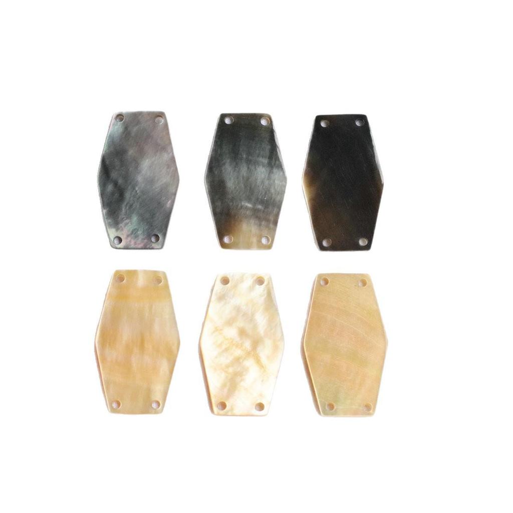 Black Mother of Pearl Yellow Butterfly Shell 19x33mm Four-Hole Slice for DIY Necklace and Clothing Accessories