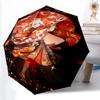 Genshin Impact characters2 Print Automatic Umbrella, 8 Rib Iron Frame, Plastic Handle, Suitable for Outdoor Travel &Daily , Ideal Gift