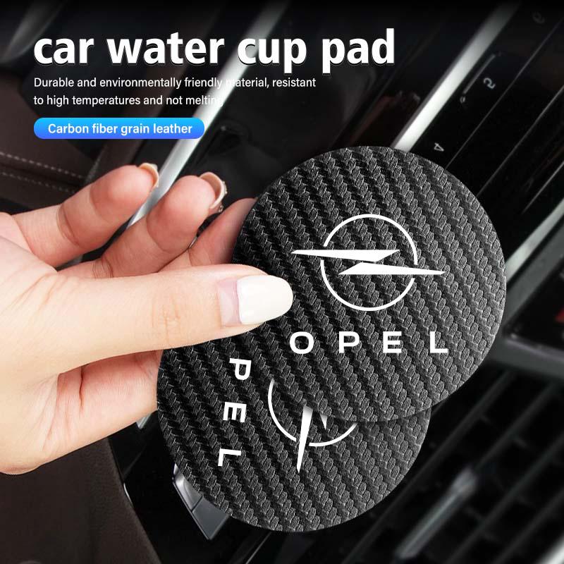 For Opel 2pcs Carbon Fiber Car Cup Mat Non Slip Water Cup Coaster Astra H G J Insignia Corsa Zafira Meriva Mokka Ms3