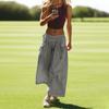 Women's Loose Wide Leg Track Pants Step By Step Pants Summer Wide Leg Casual Pant With Big Ruched Pockets