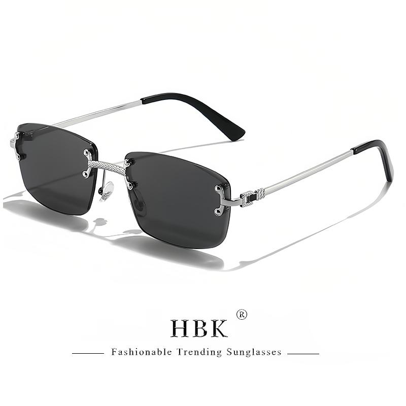Occhiali da Sole HBK Senza Montatura Quadrati Donna Retro Metallo Occhiali da Sole Uomo Lusso Festa Business Lenti Sfumate Stile Estate 2024