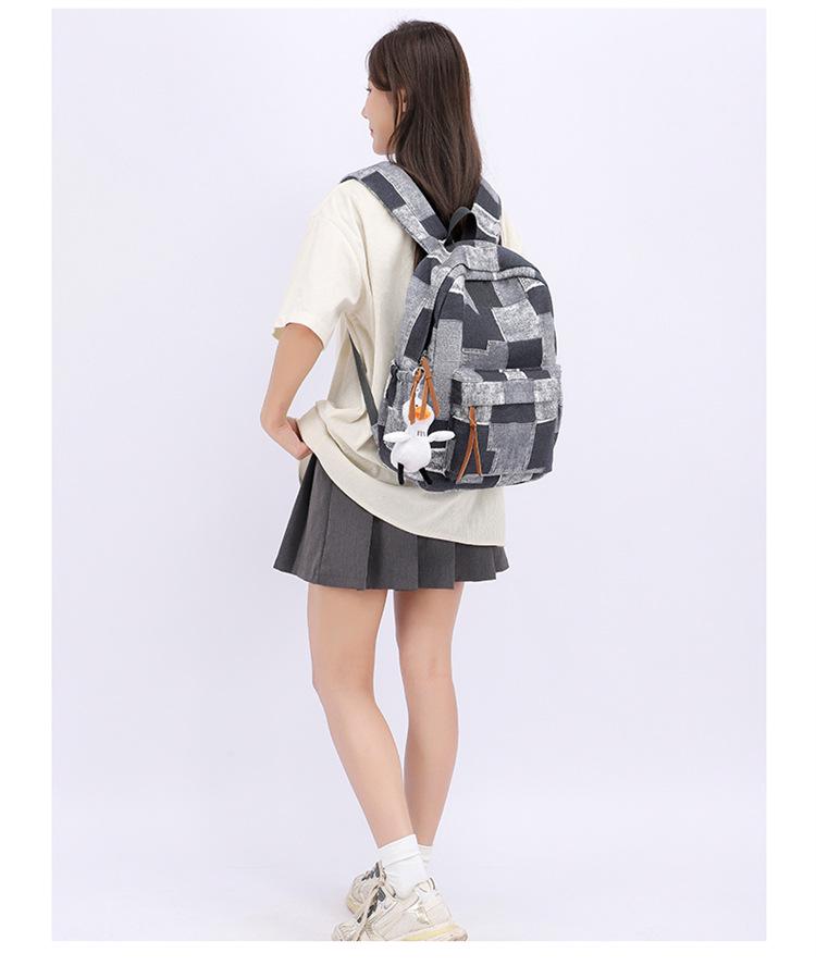 Women's Retro Plaid Large Capacity School Backpack - Japanese College Style