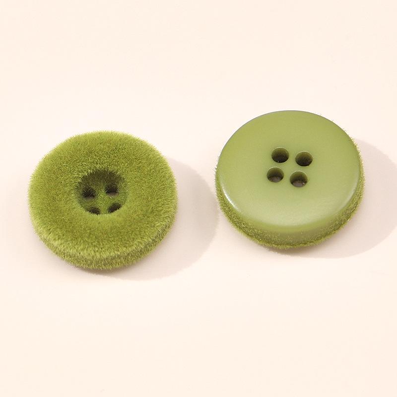 Bottoni Decorativi Colorati Rotondi in Plastica Floccata di Lana per Maglioni da Bambino