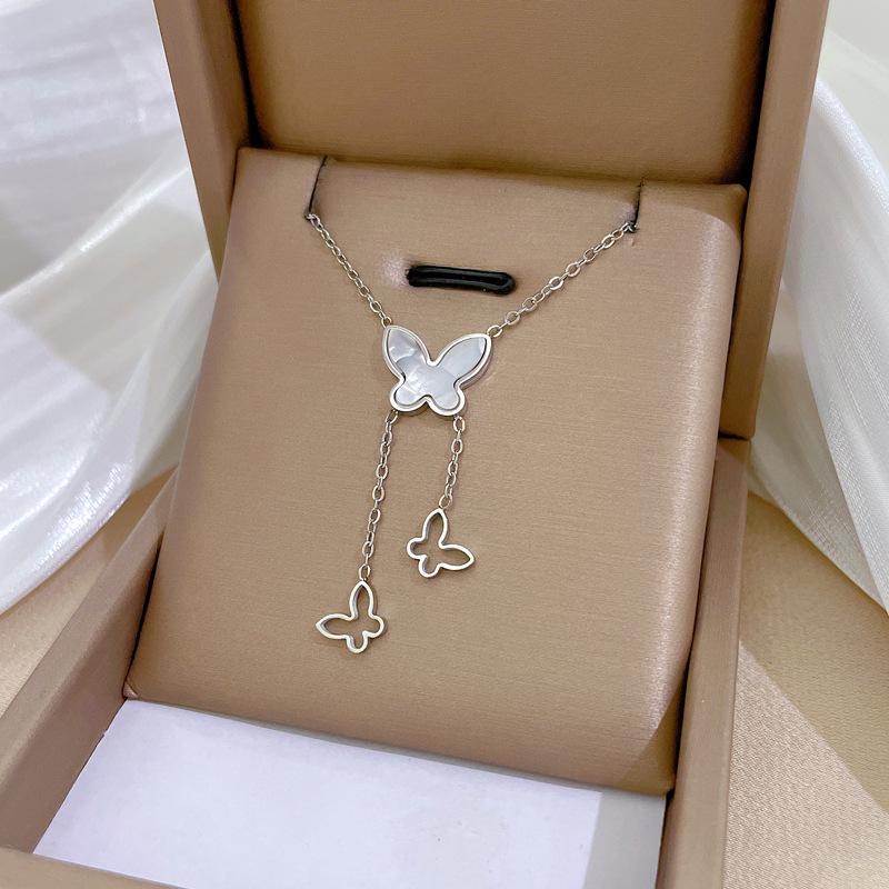 Full Titanium Steel Geometric Animal Minimalist Real Gold Necklace for Women - Collarbone Chain