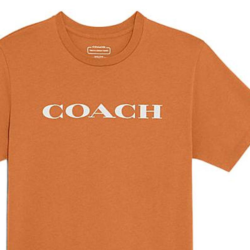 Coach SS22 Front Logo Letter Print Round Neck Short Sleeve T-Shirt Men Tops Orange C9693-BTR