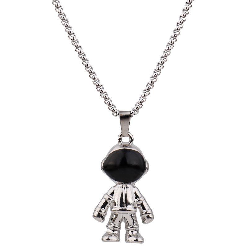 Children's Astronaut Pendant Necklace: Trendy Men’s Hip Hop Titanium Steel Disco Style